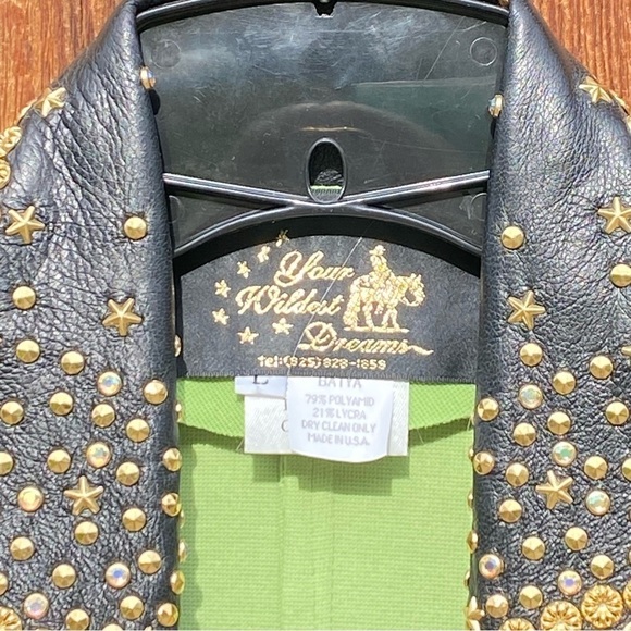 Vintage Leather Studded collar Vest in Chartreuse. Made by Your Wildest Dreams - Picture 5 of 12